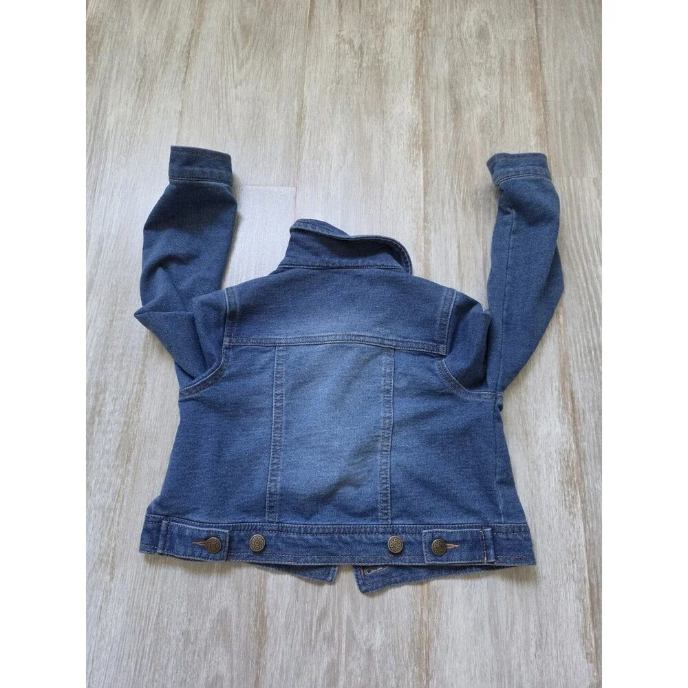 Cynthia Rowley Girls Knit Denim Jacket Blue Button Front Stretch XS 4 EUC